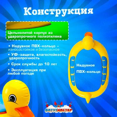 Лодка для парка аттракционов «Уточка», взрослая, на часовом механизме, 172×120×36 см