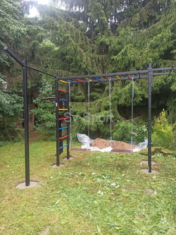 Монтаж уличной шведской стенки Sv Sport Рукоход (5 вертикальных столбов)