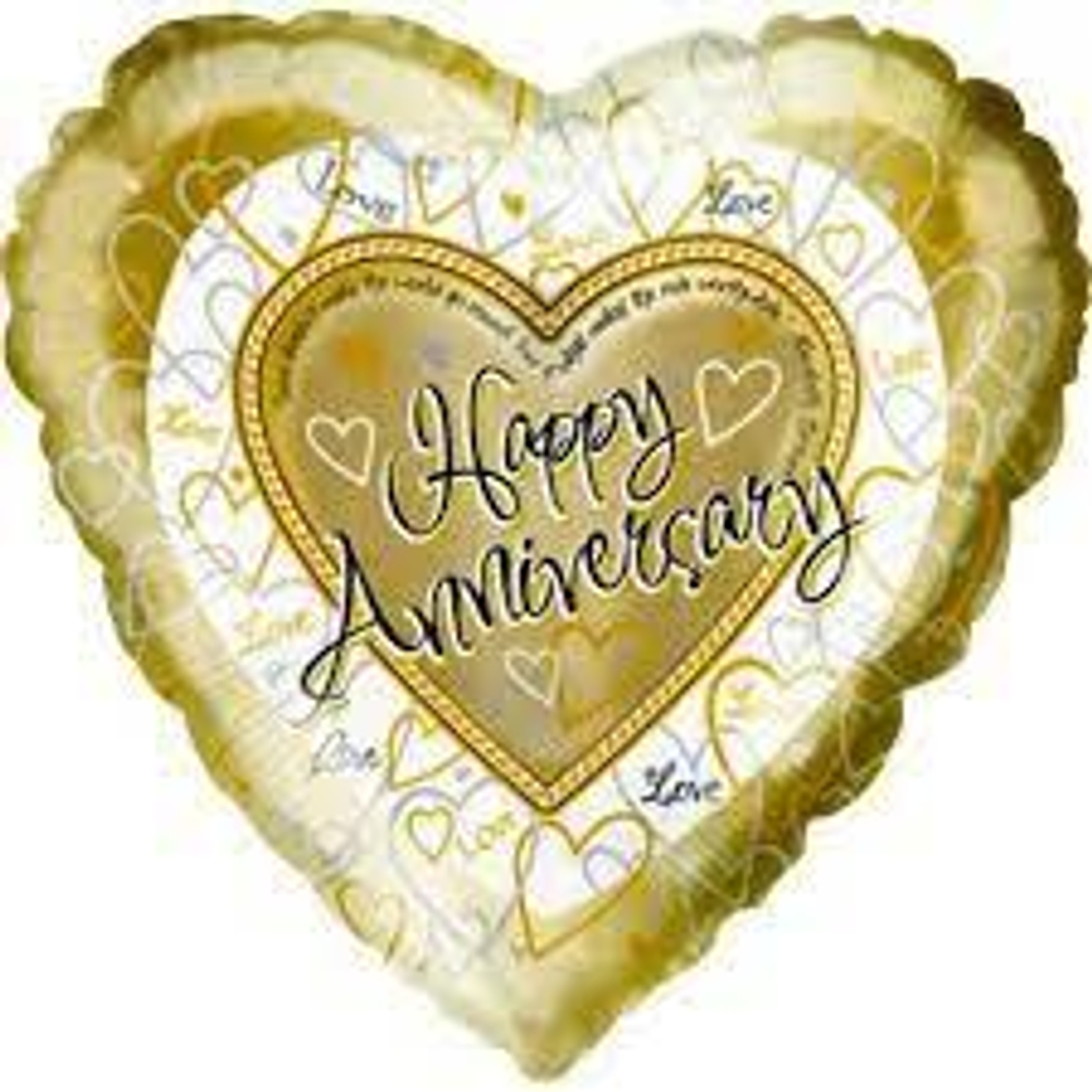 Шар фольгированный сердце 18" Happy Anniversary Д33
