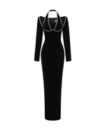 Платье макси из бархата с кристаллами