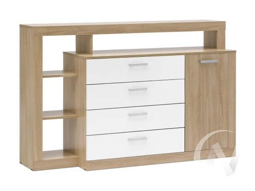 Комод Гостиная Ангара (сонома/белый глянец холодный)