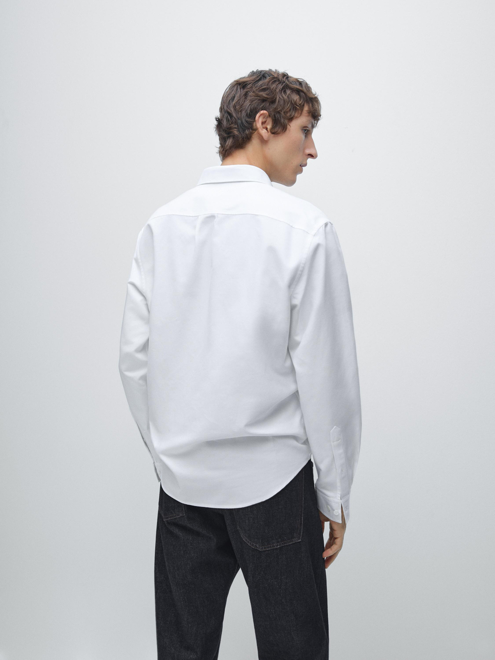 Massimo Dutti Рубашка Оксфорд из 100% хлопка, белый