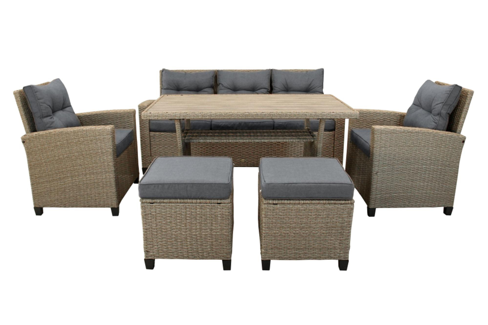 Набор мебели Garden Story Морис 2 уп.(ротанг серый, подушки серые)