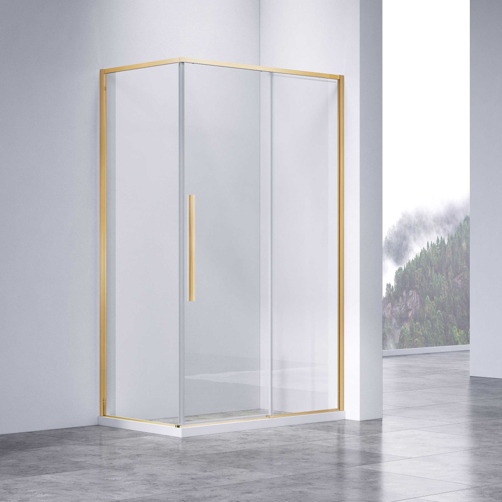 Душевой уголок Slim-N VSR-4SN9012CLG, 1200*900, брашированное золото, стекло прозрачное
