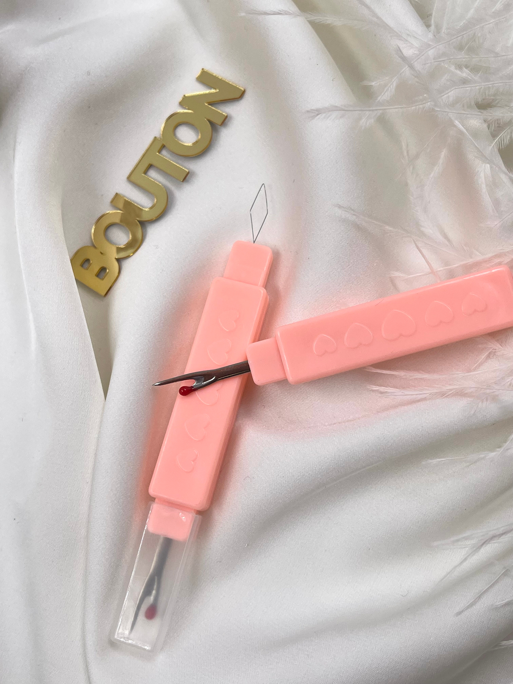 Вспарыватель с нитковдевателем 2в1 розовый