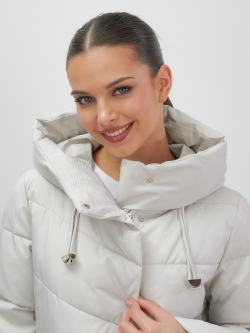 Куртка женская демисезонная с капюшоном серого цвета 1139Sr