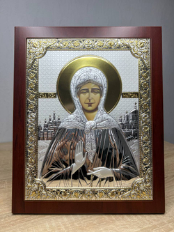 Матрона, икона прямоугольная с рамкой, красное дерево 210х260