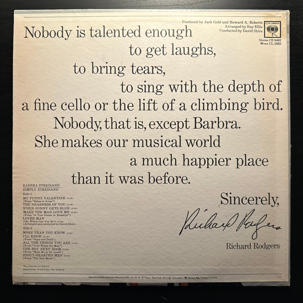 Barbra Streisand - Simply Streisand (США 1967г.)