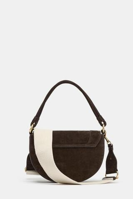 ZARA КОЖАНАЯ СУМКА С ПЛЕЧЕВЫМ РЕМНЕМ, ШОКОЛАДНЫЙ