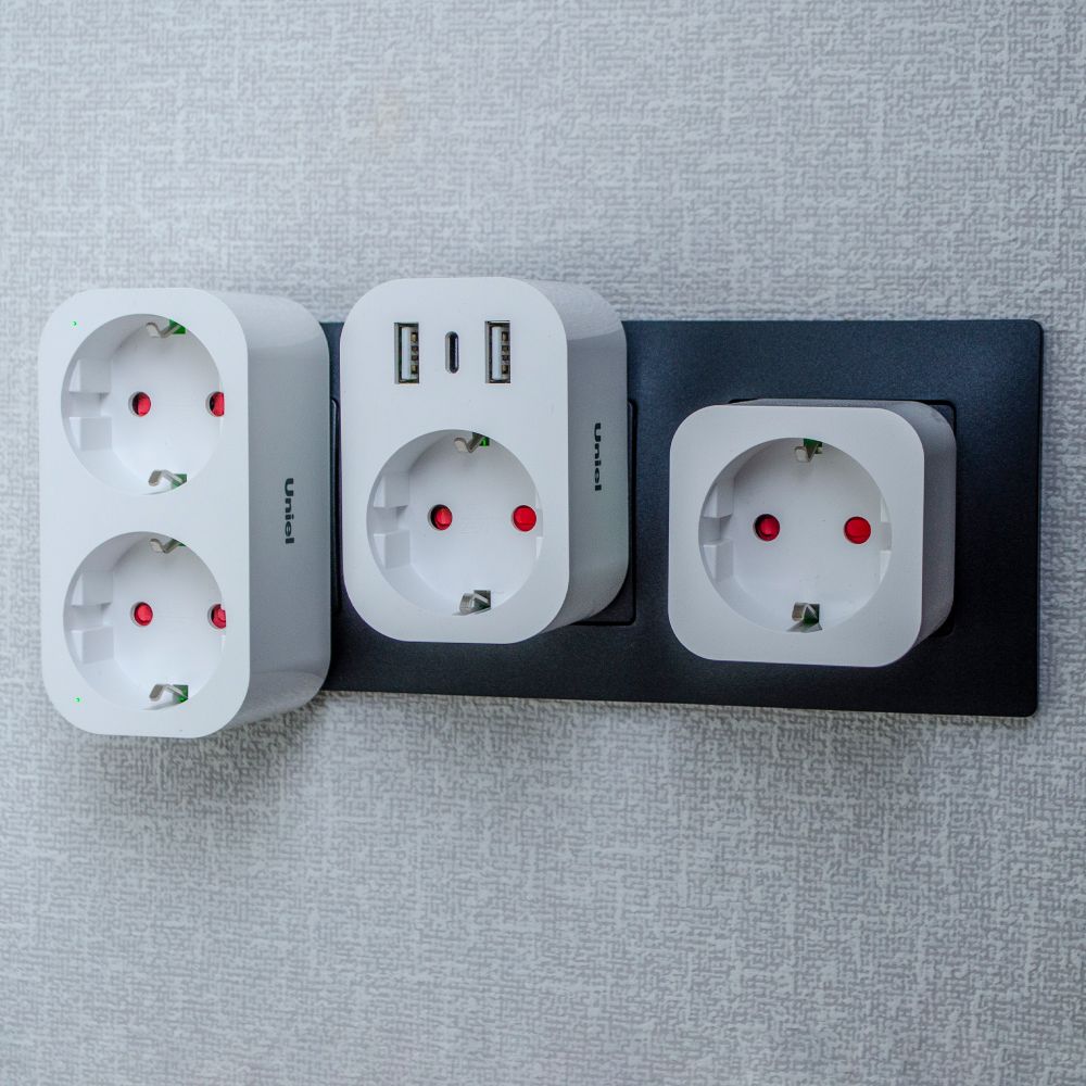 USH-A102 2G-WF WHITE Умный сетевой разветвитель Wi-Fi. 2 гнезда.16A. До 3680Вт. Голосовое управление+приложение UnielSmart. TM Uniel