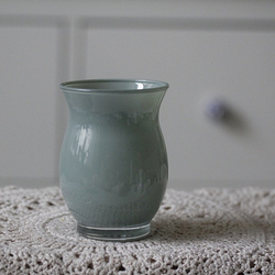 Вазочка кувшинчик серо-бирюзовая D7 x H9 см