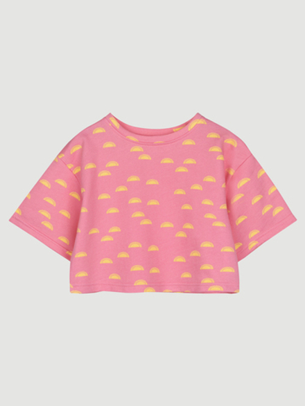 Комплект Mjölk {футболка укороченная и шорты} Солнышки розовые