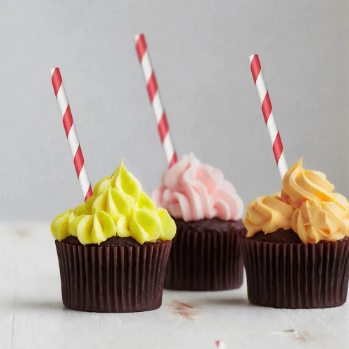 Трубочки бумажные Красный полосой (6*197мм) 25шт/упак, 400упак/кор