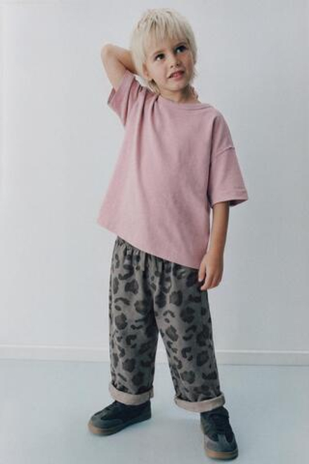 ZARA ОДНОТОННАЯ ФУТБОЛКА GARMENT DYE, ЛИНЯЛЫЙ РОЗОВЫЙ