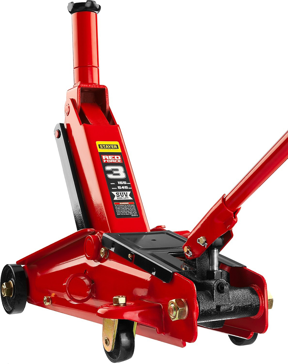 STAYER R-55 3т 155-545мм подкатной домкрат с высоким подъемом, RED FORCE
