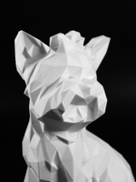 Статуэтка собаки породы Йорк (York dog) полигональная 26 см., 3D печать, белый