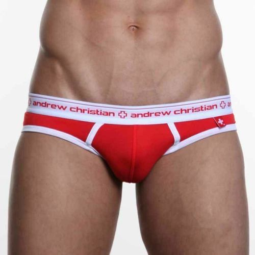 Мужские трусы брифы красные Andrew Christian Cotton Brief  4573