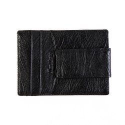 Маленький мужской чёрный кошелёк-карточница (картхолдер) из натуральной кожи DoubleCity 201803A