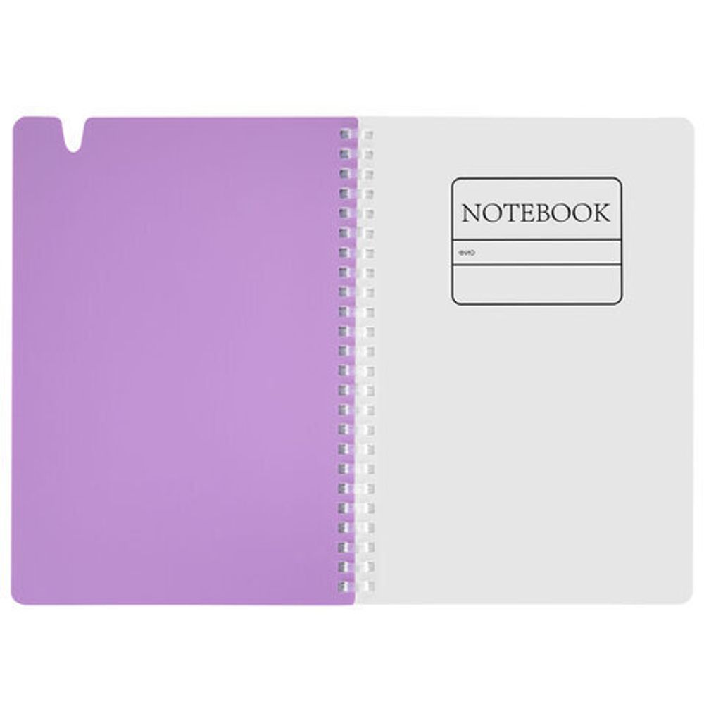 Тетрадь обложка пластик, А5 80 л., гребень мягкий, вырубка для ручки, клетка, BRAUBERG, сиреневый, 405379
