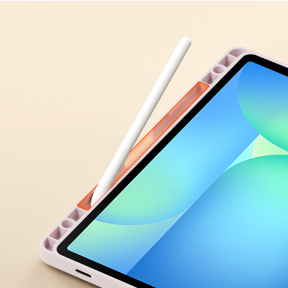 Чехол книжка розового цвета от Dux Ducis для Samsung Tab S10 FE, Tab S9 и Tab S9 FE, серия Vers Series Case, с магнитным держателем Pencil