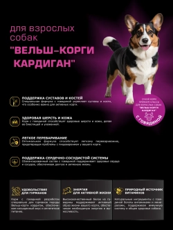 Корм для собак породы Вельш-корги кардиган, говядина, 2,5 кг