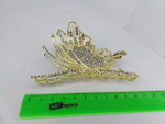 Заколка Краб "Бабочка" со стразами. Металл. Золото. Усиленная.Для волос.