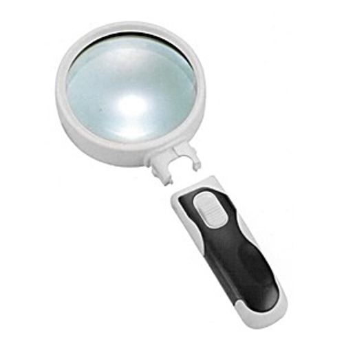 Лупа Kromatech ручная круглая 5х, 90 мм, с подсветкой (2 LED), черно-белая 77390B