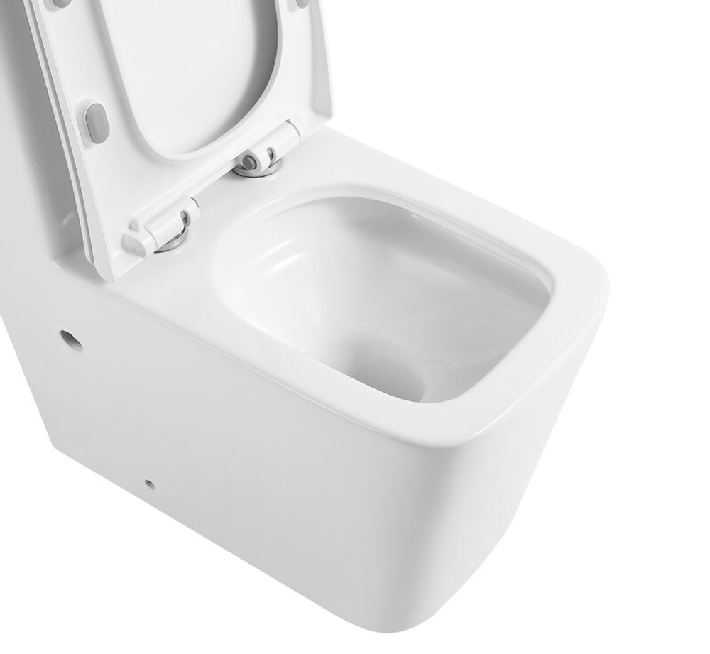 Унитаз напольный Grossman Classic GR-4486SQ (670х360х800) безободковый,белый,моноблок с тонкой крышкой,микролифт,смыв торнадо,1 мест