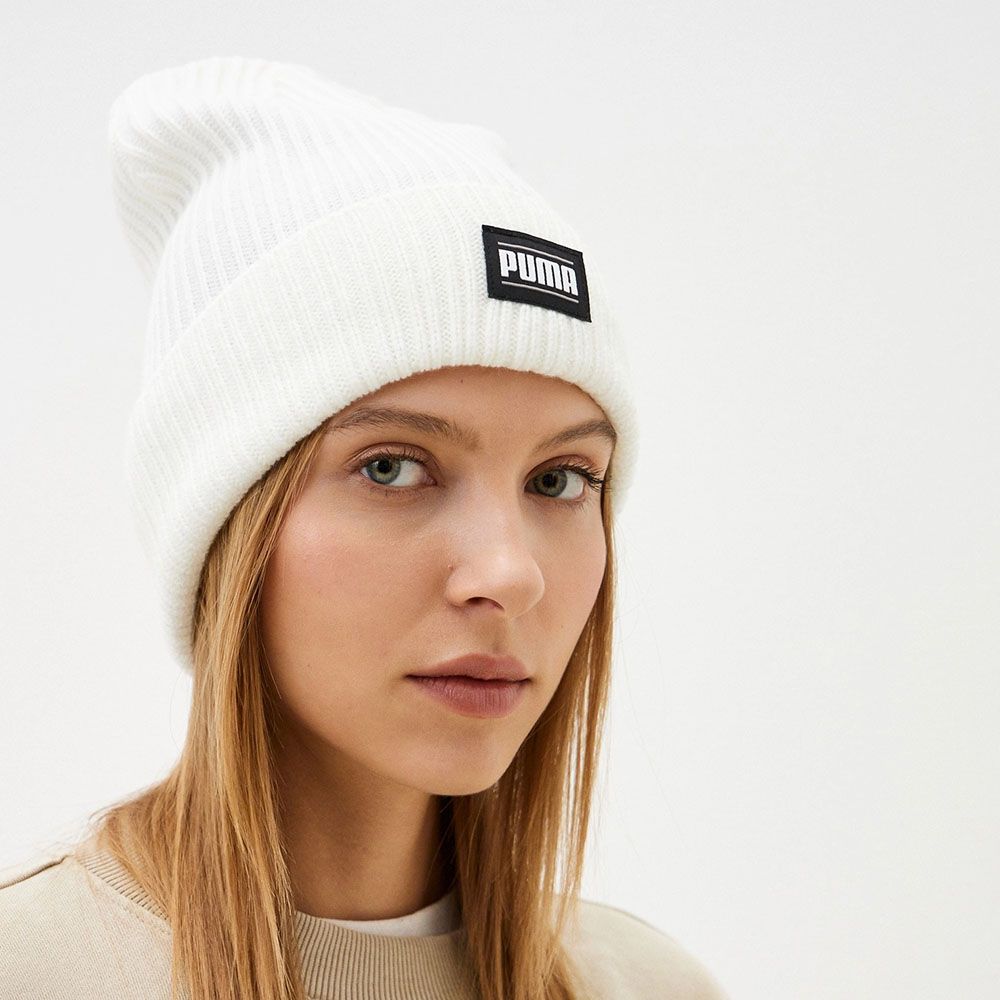 Шапка PUMA Ribbed Classic Cuff Beanie, 02403806, 100% акрил, белый