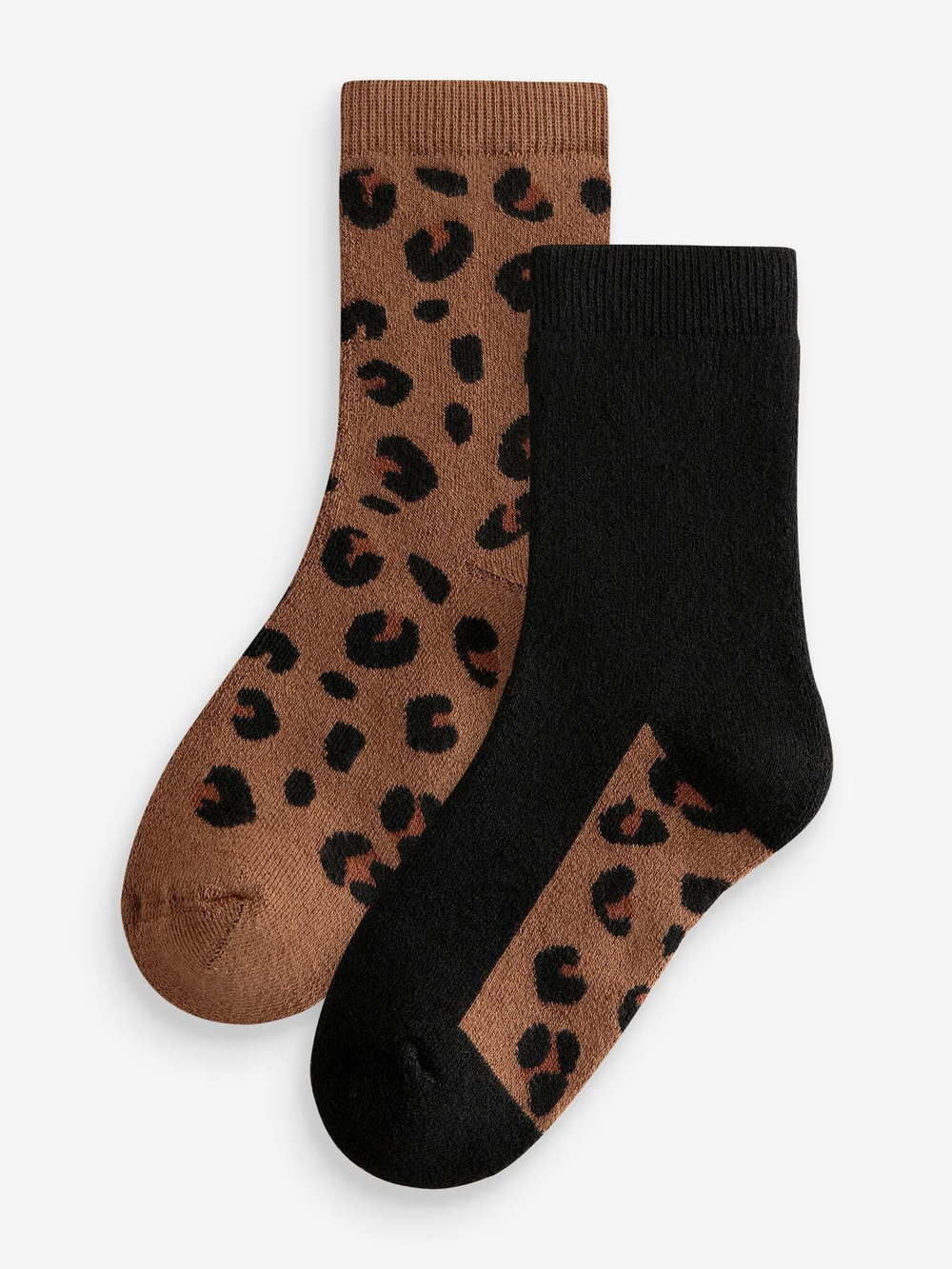 Носки хлопковые с термо-эффектом для девочки Next B95-279, 2 шт, Коричневый, Черный