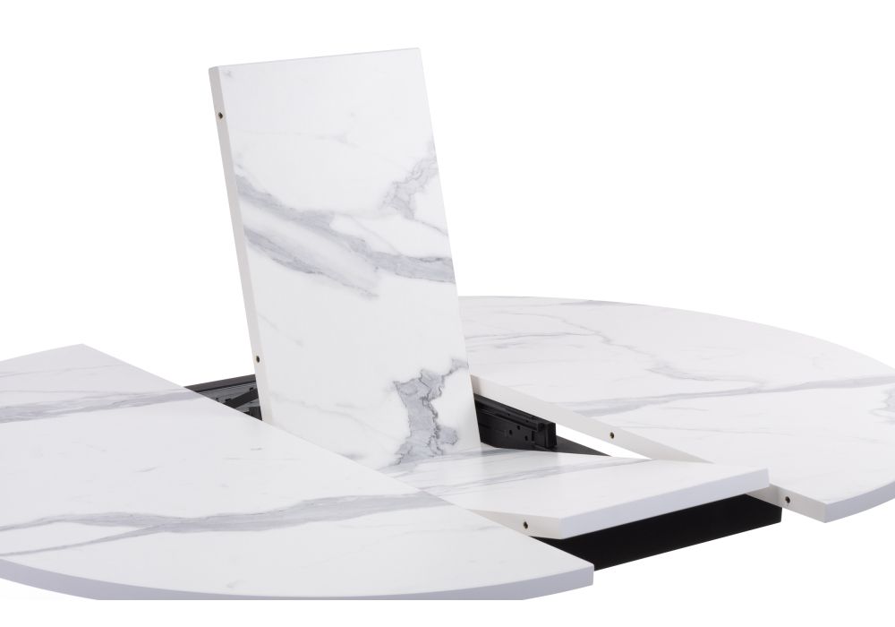 Деревянный стол Бетина 100(130)х100х75 мрамор белый / черный