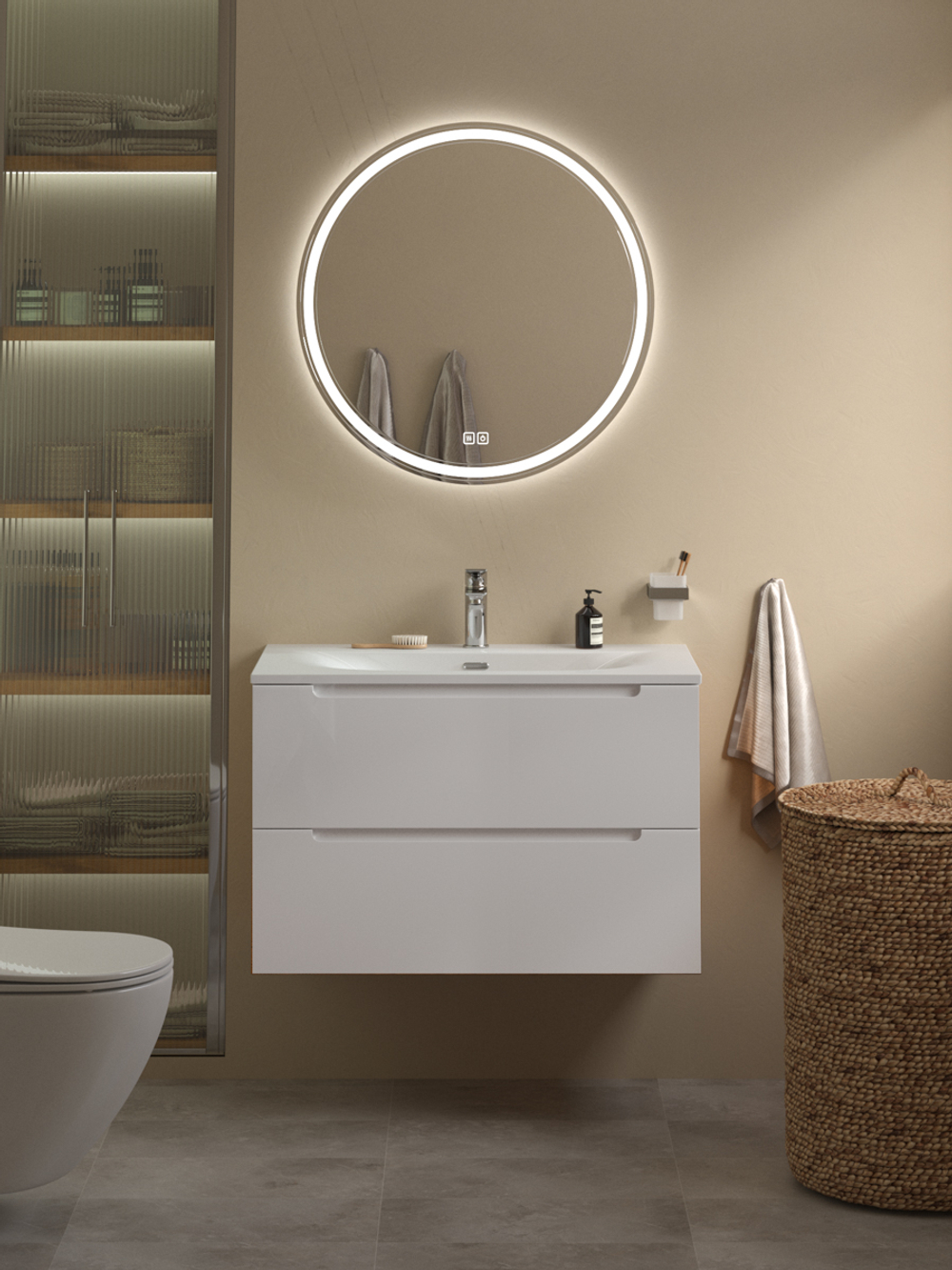 Тумба подвесная с раковиной ETNA39-800/390-2C-SO-BL-P+BB-8099-3-80