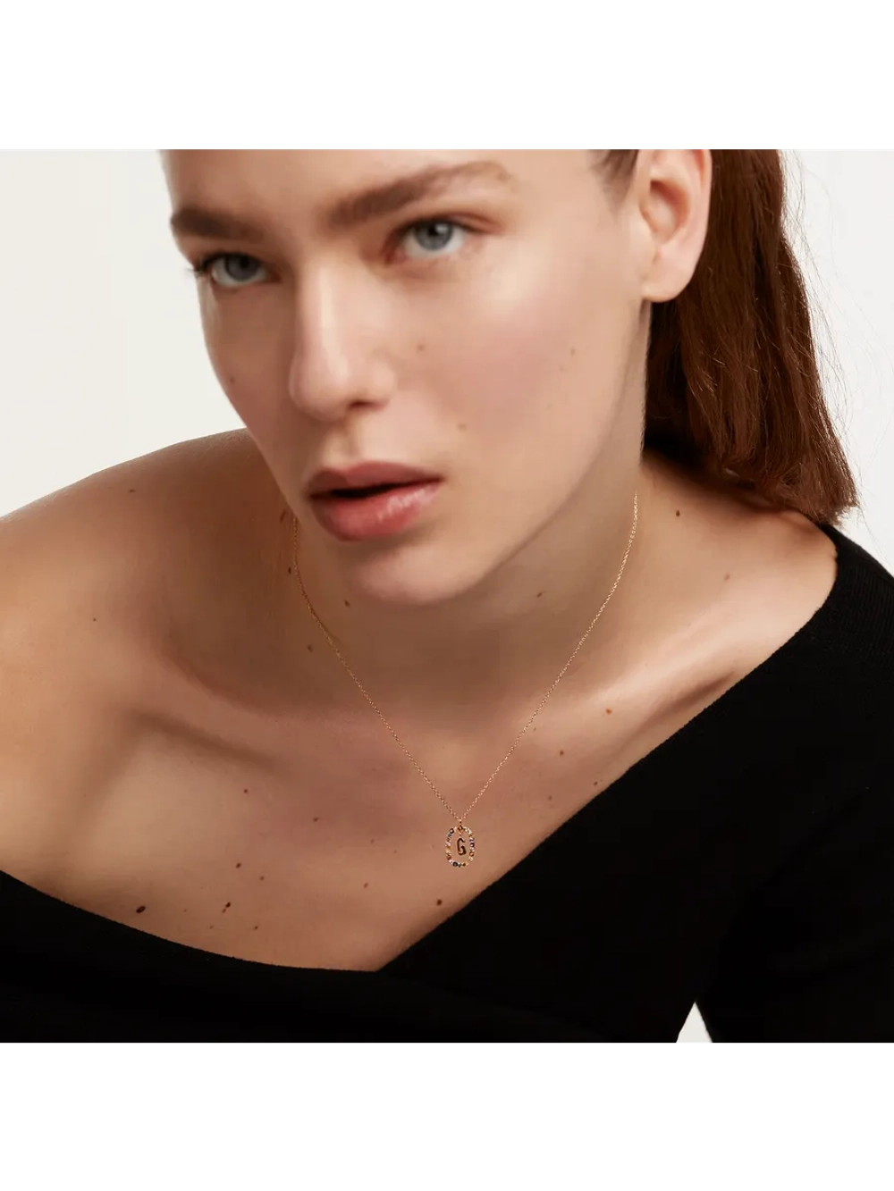 Колье Буква G серебро 925 пробы покрытое золотом