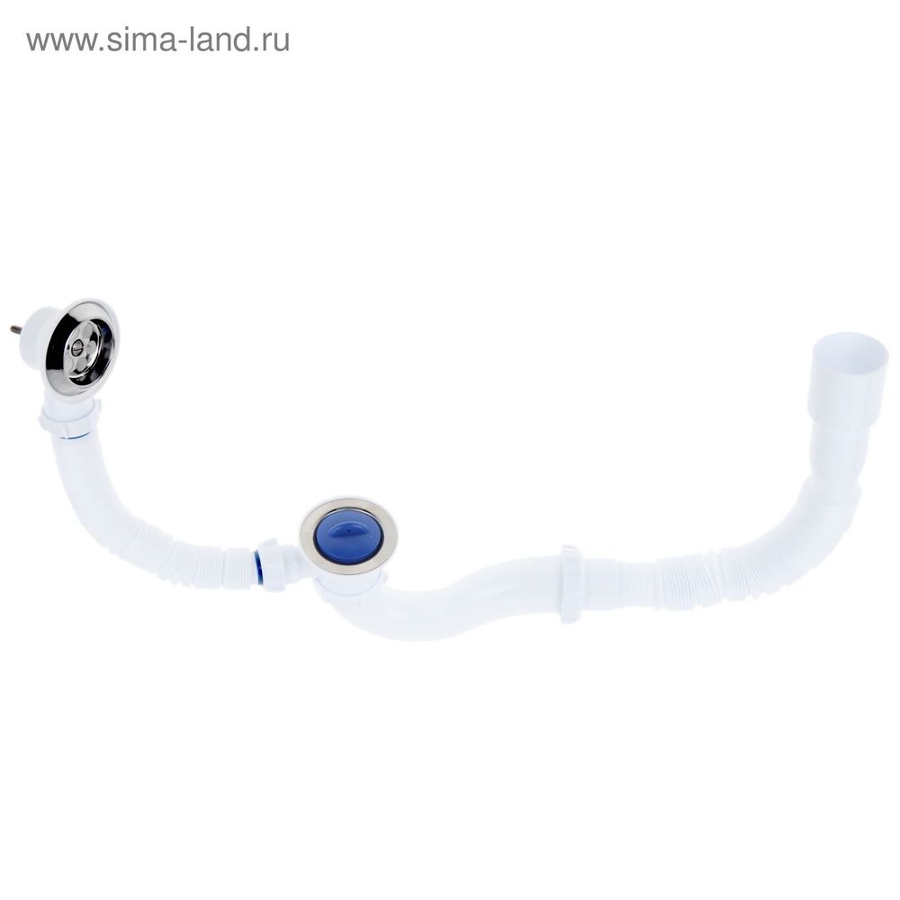 Сифон для ванны  с выпуском и переливом Aquant с гибкой трубой 40/50