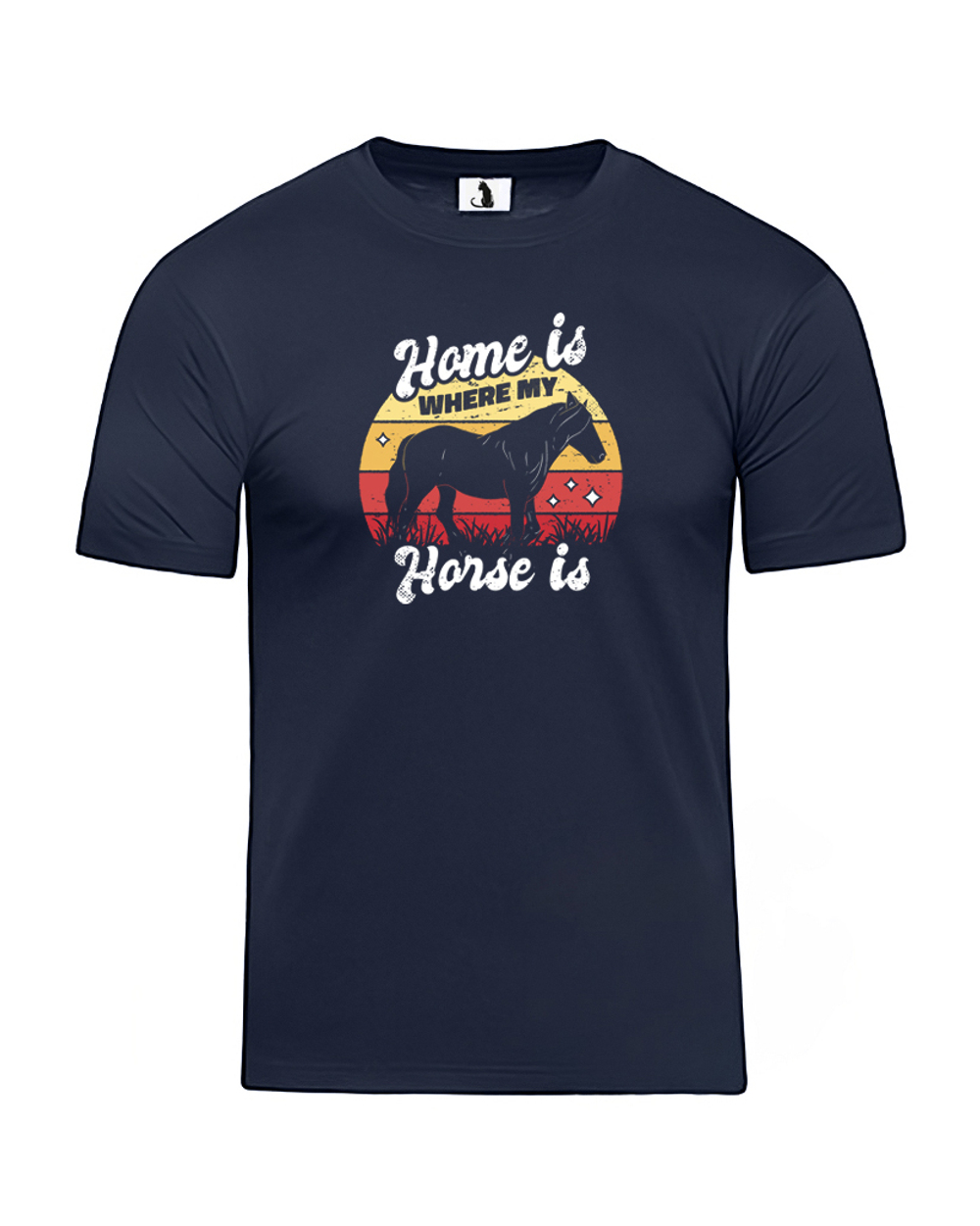 Футболка с лошадью Home is where my horse unisex темно-синяя