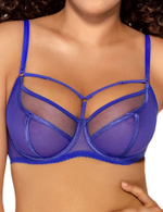 Синий бюстгальтер на косточках с декоративными бретелями (Размер: 70G) (Цвет: синий)