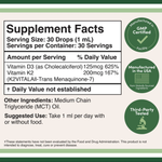 Double Wood Supplements - Vitamin D3 + K2 Liquid - 5000 IU D3, 200 mcg K2 / mL, 30 servings