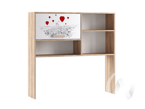 Надстройка на стол Детская "Бланка" (белый с фотопечатью/дуб сонома)