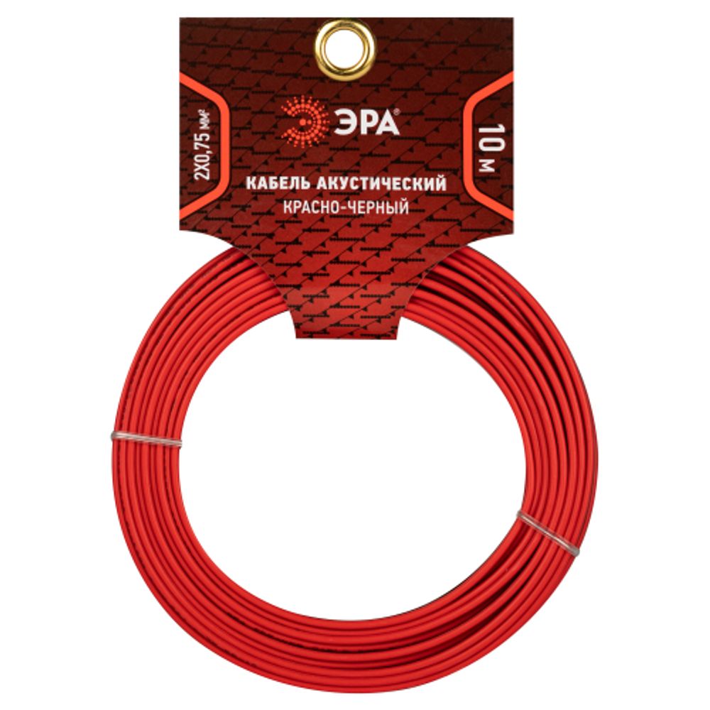 Акустический кабель ЭРА 2х0,75 мм2 красно-черный, 10 м