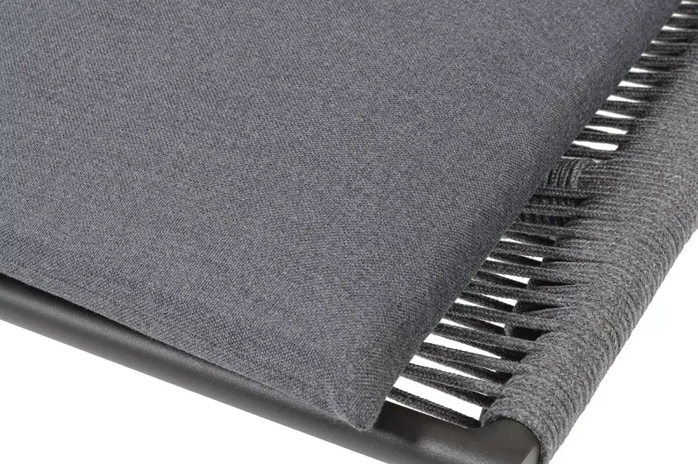 "Авиньон" кресло плетеное из роупа, каркас алюминий серый (RAL7022) муар, роуп серый круглый, ткань темно-серая 027