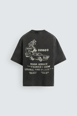 ZARA ТОЛСТОВКА С ПРИНТОМ И ЭФФЕКТОМ ПОТЕРТОСТИ, ТЕМНЫЙ АНТРАЦИТ