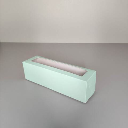 Коробка для макарон на 7шт с ложементом и окном зеленая