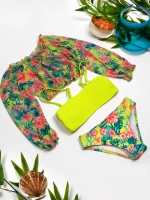 купальник раздельный 3 в 1 топ кроп парео и плавки