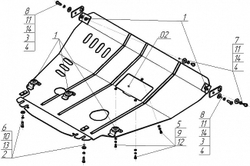 Усиленная защита Motodor картера двигателя, кпп. 2 мм, сталь. для Ford Maverick 2004-2007,Ford Escape 2001-2007,Mazda Tribute 2000-2004,Ford Maverick 2001-2004,Mazda Tribute 2004-2007 арт.00738