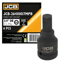 Головка-бита ударная 6-гранная 3/4'', 17мм JCB JCB-26410017MPB