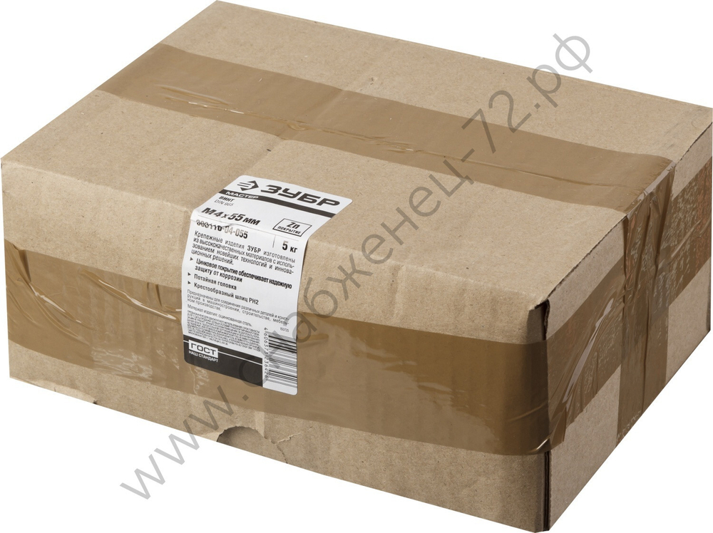 ЗУБР DIN 965 кл. пр. 4.8, M4 x 55 мм, винт с потайной головкой, цинк, 5 кг (303110-04-055)