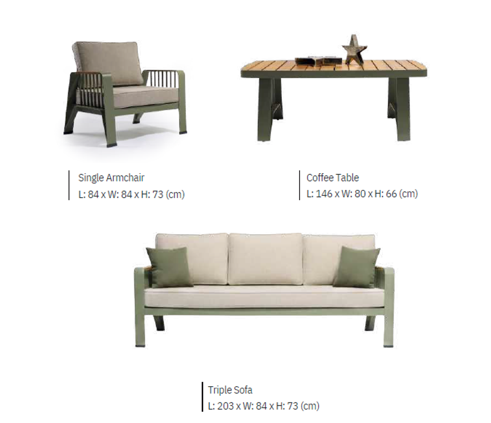 Комплект Ocean Seating Set. Алюминий, ироко. Поставка 45 дней.