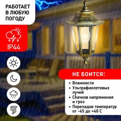 Садово-парковый светильник ЭРА НСУ 06-60-001 бронза 6 гранный подвесной IP44 Е27 max60Вт