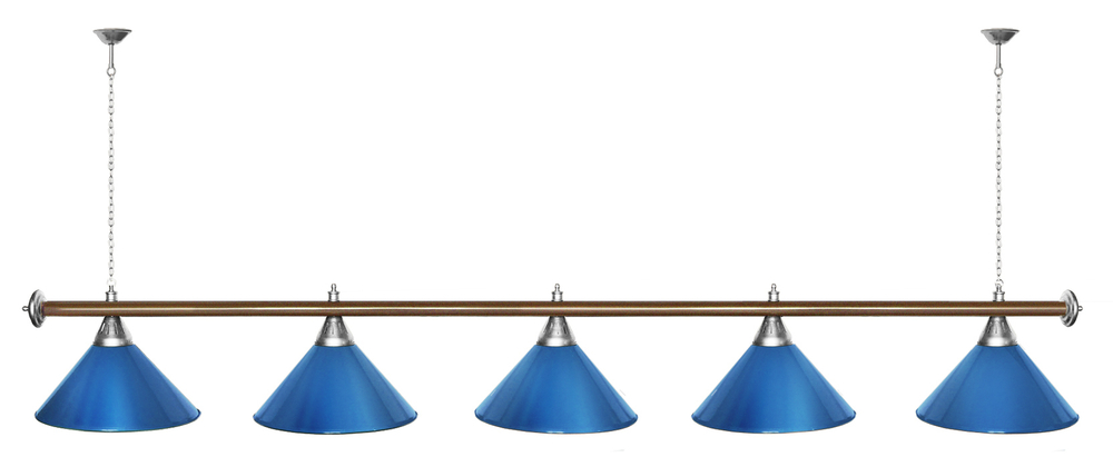 Лампа STARTBILLIARDS 5 пл. (плафоны зеленые,штанга золотая,фурнитура золото)