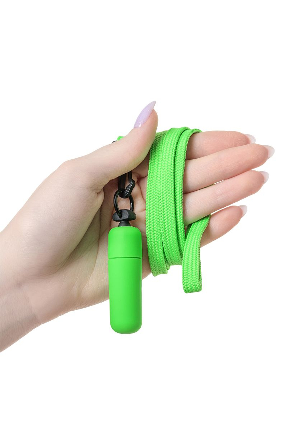 Зеленая вибропуля на ремешке - 5,5 см. (Цвет: зеленый)